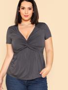 Shein Twist Front Short Sleeve T-shirt