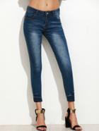 Shein Blue Bleached Skinny Denim Pants