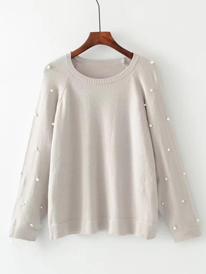 Shein Faux Pearl Raglan Sleeve Knitwear