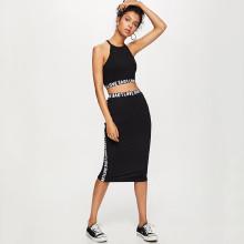 Shein Letter Print Halter Neck Top & Skirt Co-ord