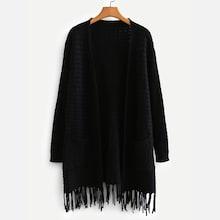 Shein Plus Fringe Hem Sweater Coat