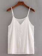 Shein V-neck Buttoned Front Cami Top - White