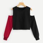 Shein Cold Shoulder Crop Sweatshirt