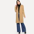 Shein Notched Neck Solid Long Coat