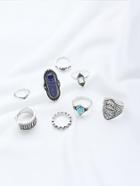 Shein Multi Shaped Gemstone Etched Ring Pack