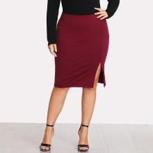 Shein Plus Zipper Up Side Split Skirt