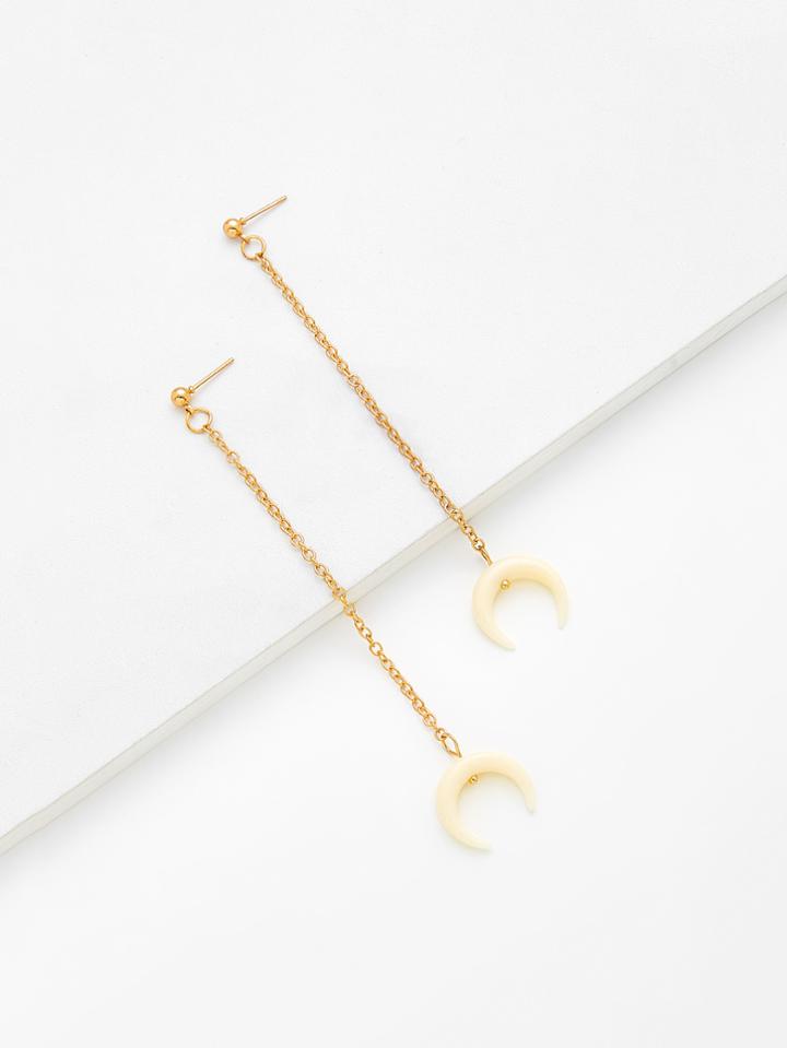 Shein Horn Design Chain Drop Earrings