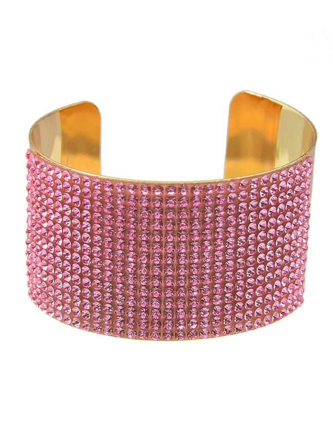 Shein Hotpink Rhinestone Oversized Cuff Bracelet