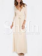 Shein Apricot Cross V Neck Split Side Maxi Dress