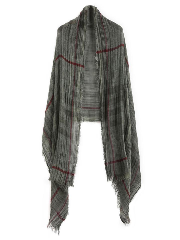 Shein Army Green Eyelash Fringe Stripe Scarf