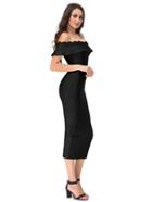 Shein Flounce Scalloped Edge Bardot Neckline Bandage Dress