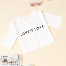 Shein Girls Cut Out Neck Letter Print Crop Tee