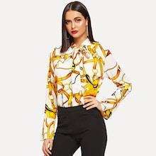 Shein Tie Neck Chain Print Top