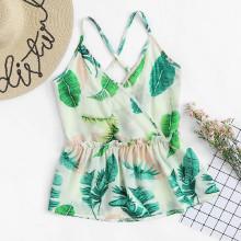 Shein Cross Back Ruffle Hem Cami Top