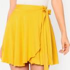 Shein Elastic Waist Self Belted Overlap Skirt