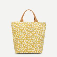 Shein Floral Print Canvas Tote Bag