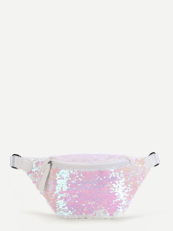 Shein Sequin Overlay Zipper Front Bum Bag