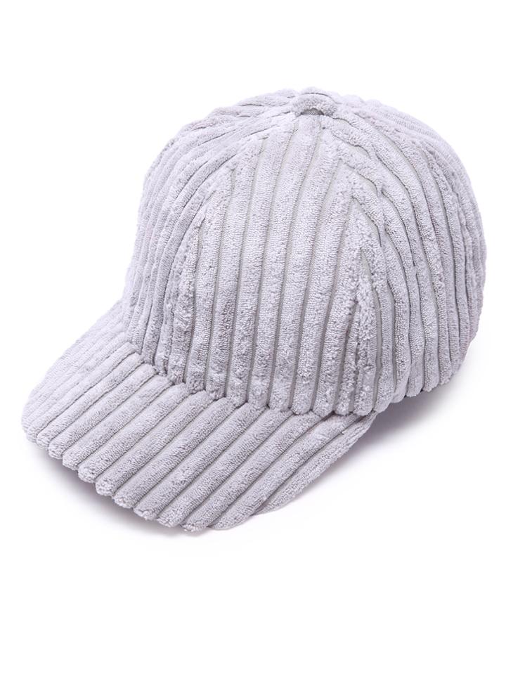 Shein Light Grey Ribbed Velvet Warm Baseball Cap