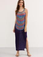 Shein Multicolor Sleeveless Vintage Print Split Maxi Dress