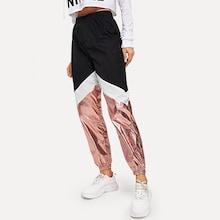 Shein Color-block Contrast Metallic Pants