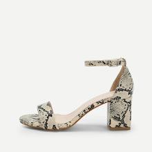 Shein Snakeskin Print Ankle Strap Heeled Sandals
