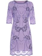 Shein Purple Gauze Embroidered Disc Flowers Dress