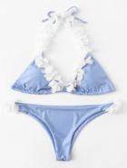 Shein Self Tie Flower Halter Bikini Set