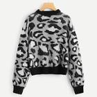 Shein Contrast Trim Leopard Sweater