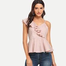 Shein Asymmetrical Neck Peplum Top