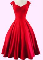 Rosewe Red Cap Sleeve Pleated A Line Dress