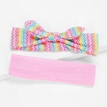 Shein Girls Chevron & Plain Headband 2pcs