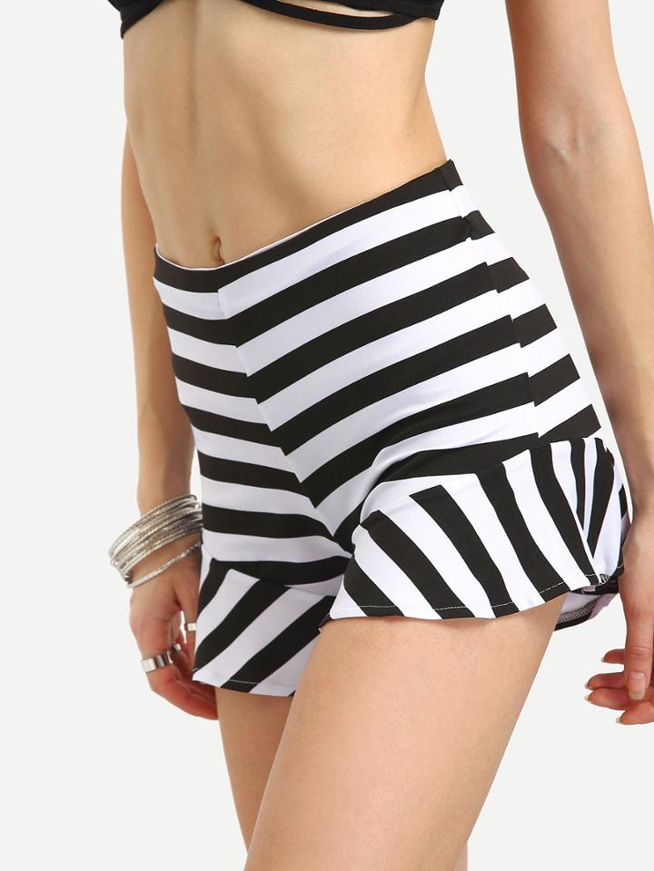 Shein Striped Ruffle Hem Shorts