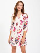 Shein V Notch Front Flower Print Dress