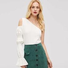 Shein One Shoulder Elasticized Puff Sleeve Tee
