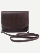Shein Brown Distressed Faux Leather Flap Bag