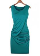 Rosewe New Arriving Round Neck Sleeveless Tight Dress Blue