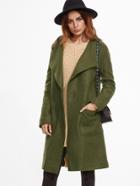 Shein Army Green Shawl Collar Coat With Pockets