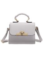 Shein Grey Metal Twist Lock Pu Shoulder Bag