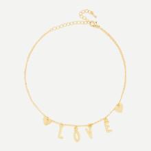 Shein Letter & Heart Charm Link Necklace