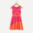 Shein Girls Bow Detail Colorblock Dress