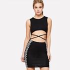 Shein Crisscross Insert Plaid Panel Dress