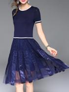 Shein Blue Knit Gauze A-line Dress
