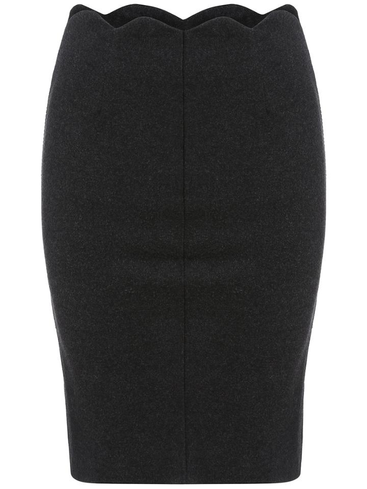 Shein Dark Grey Slim Scalloped Skirt