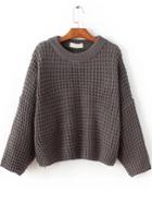 Shein Dark Grey Waffle Knit Drop Shoulder Sweater