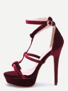 Shein Burgundy Open Toe Strappy Platform Heeled Sandals