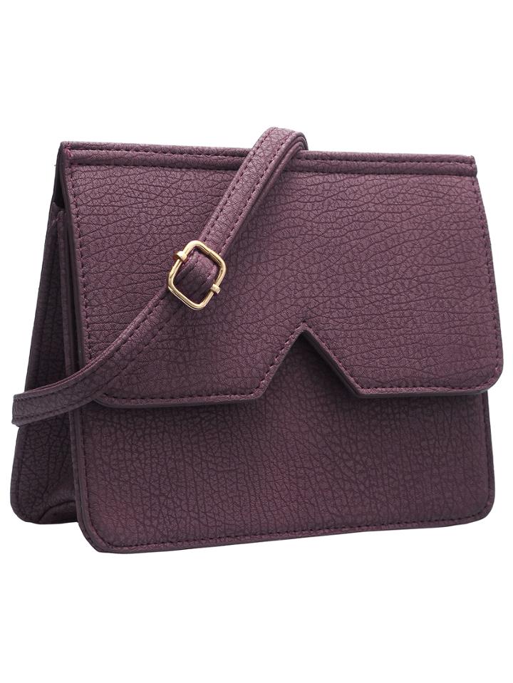 Shein Purple Magnetic Buckle Pu Shoulder Bag