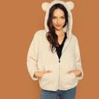 Shein Zip Up Teddy Hoodie With Ear