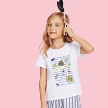 Shein Girls Short Sleeve Graphic Tee