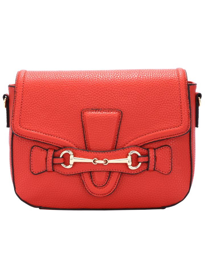 Shein Red Metal Embellished Pu Satchel Bag