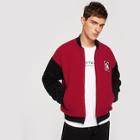 Shein Men Zip Front Pocket Letter Jacket